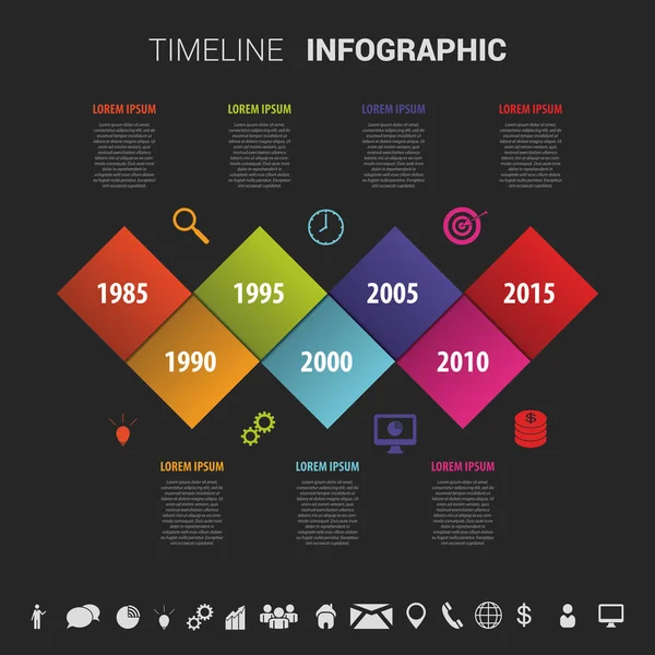 Ploché barevné abstraktní časové osy infografiky vektorové ilustrace — Stockový vektor