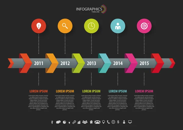 Zeitachse Infografik, Vektordesign-Vorlage — Stockvektor