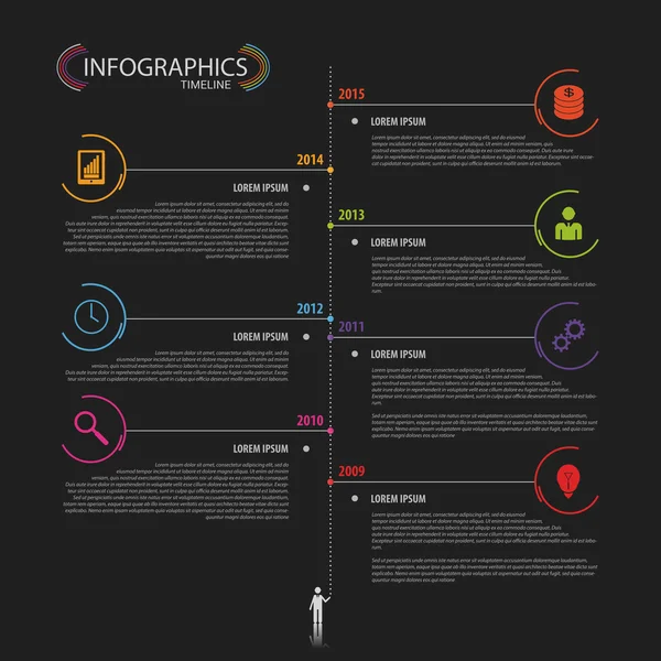 タイムライン インフォ グラフィック デザイン テンプレートです。ベクトル図 — ストックベクタ