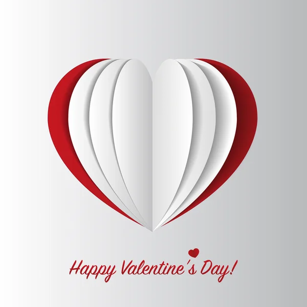 Happy Valentines Day card. Paper heart. Vector — Stock Vector