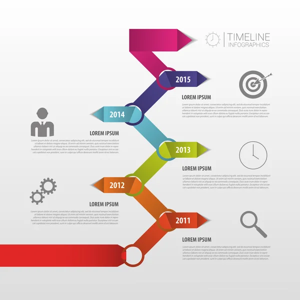 Linha do tempo colorida. Modelo infográfico. Vetor — Vetor de Stock