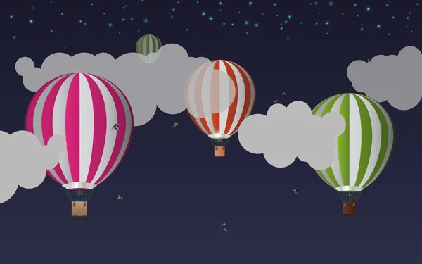 Воздушные шары в небе. Спокойной ночи. Векторная иллюстрация — стоковый вектор