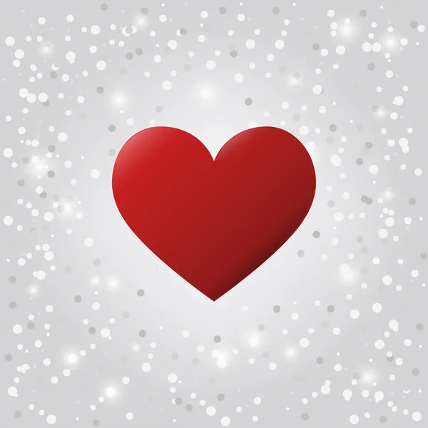 Corazón rojo con nieve. Vector — Vector de stock