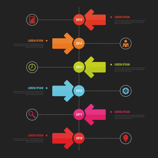 Línea de tiempo Infografía, plantilla de diseño vectorial. Negro — Archivo Imágenes Vectoriales