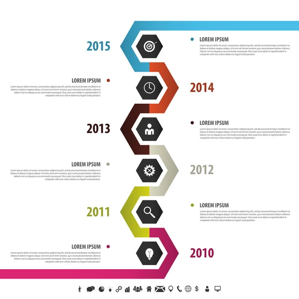 Cronología colorida. Diseño infográfico. Vector — Archivo Imágenes Vectoriales