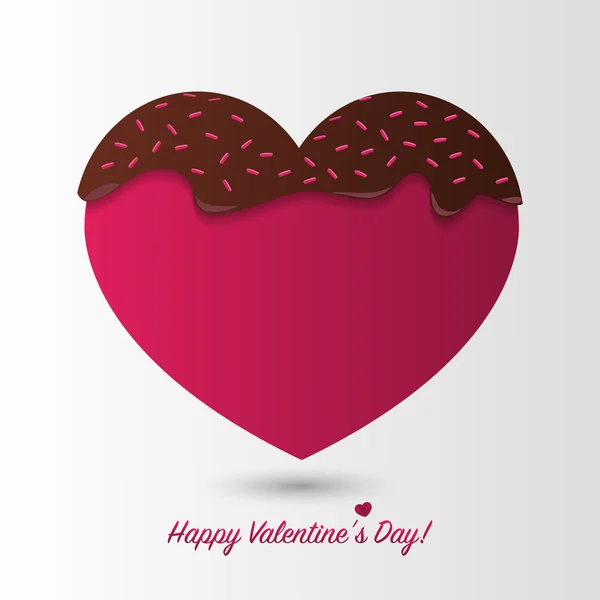 幸せなバレンタインデー カード。チョコレートの心。ベクトル — ストックベクタ