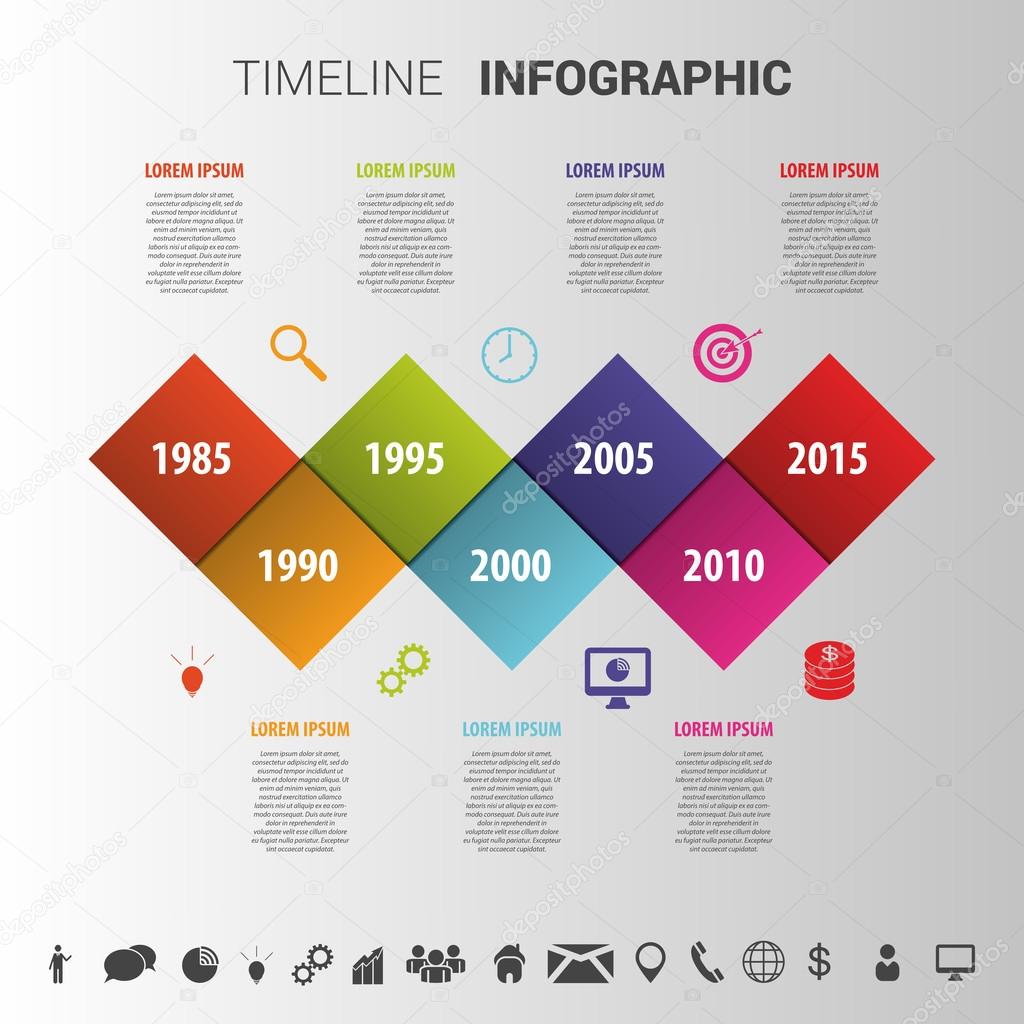 Flat colorful abstract timeline infographics vector illustration