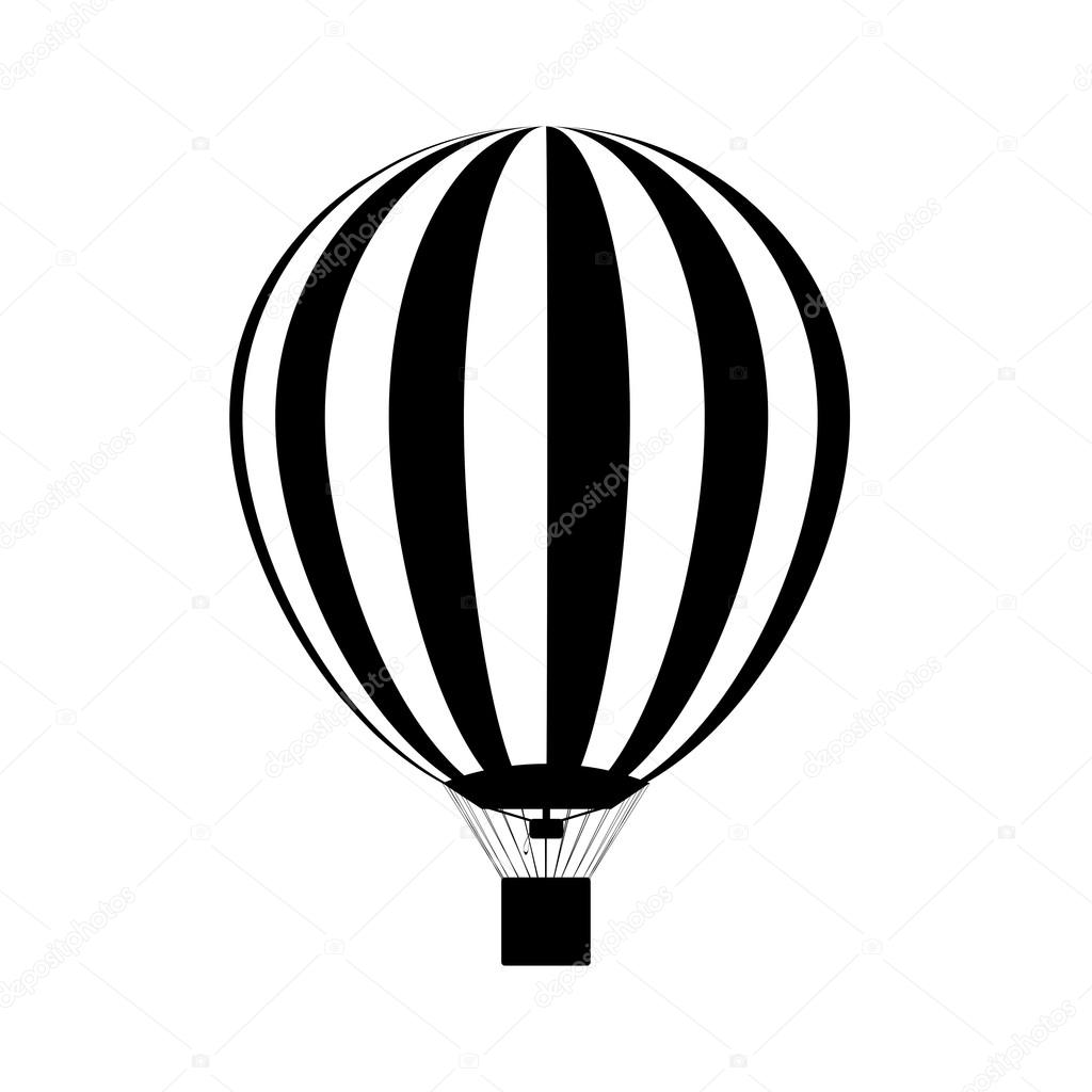 Hot air balloon in the sky. silhouette. Vector