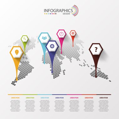 Dünya harita infographics ile kutsal kişilerin resmi. Modern tasarım. Vektör