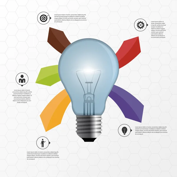 Light Bulb with hexagonal background. Infographic design. — Stock Vector