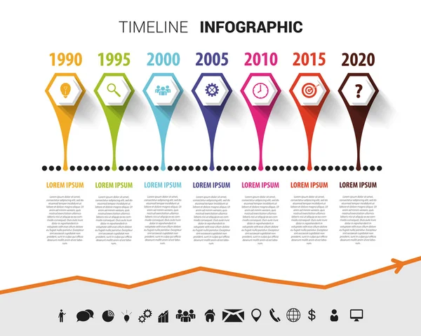 Plantilla de diseño infográfico de línea de tiempo. Ilustración vectorial — Vector de stock