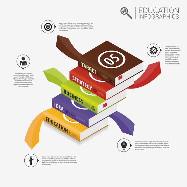 Plantilla de infografía del libro. Concepto de éxito empresarial. Vector — Archivo Imágenes Vectoriales