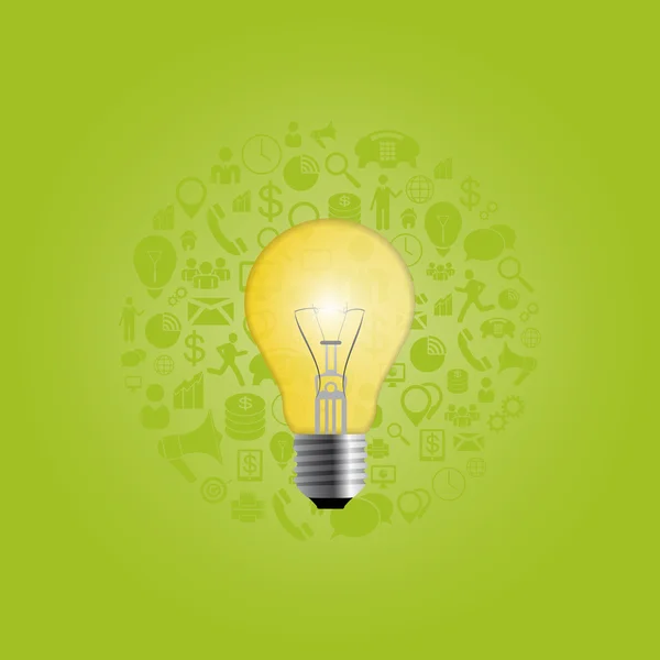 Creative light bulb with icons. Vector — Stock Vector