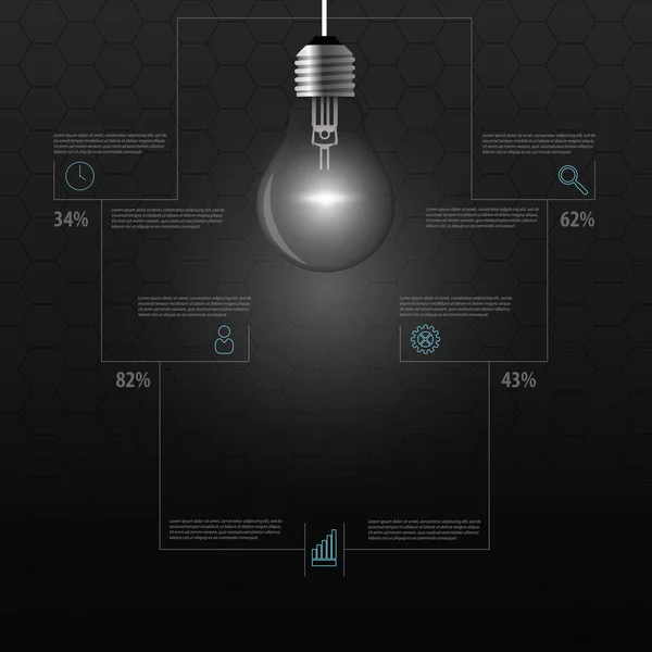 Creatieve witte gloeilamp idee. Infographics. Vector — Stockvector