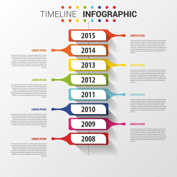 Ploché barevné abstraktní časové osy infografiky vektor. — Stockový vektor