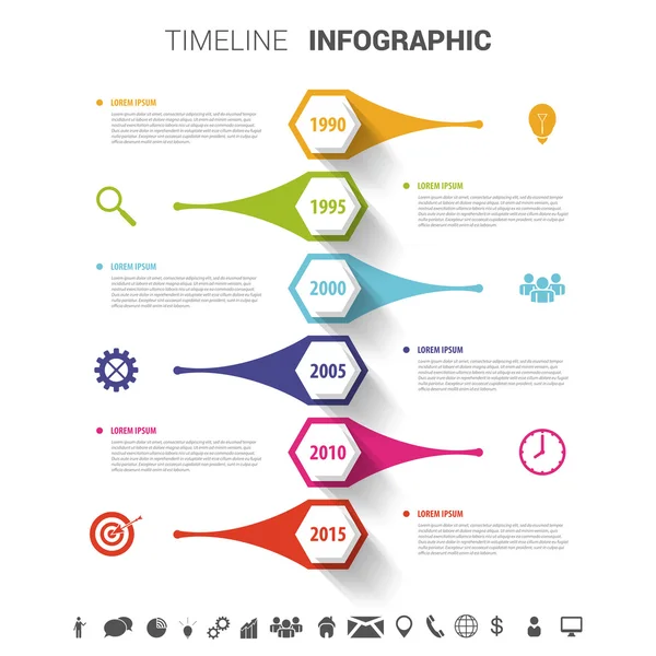 Шаблон інфографічного дизайну часової лінії. Векторні ілюстрації — стоковий вектор
