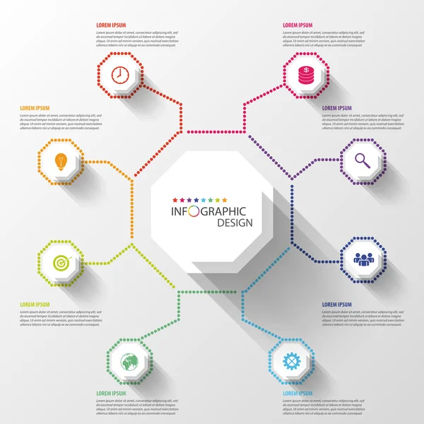 Современная бизнес-инфографика Октагон. Векторная иллюстрация — стоковый вектор