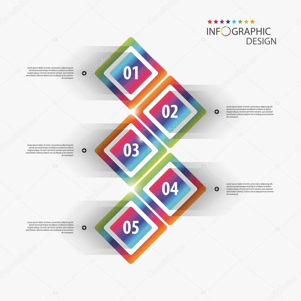 Colorful infographic template. 3d squares. Vector