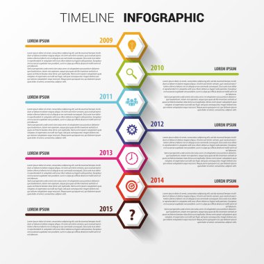 zaman çizelgesi infographics. Altıgen tasarım şablonu. vektör
