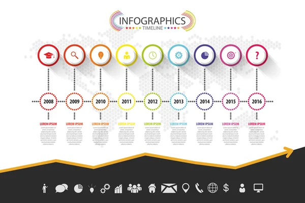 Tijdlijn infographic ontwerp. Vector met pictogrammen — Stockvector