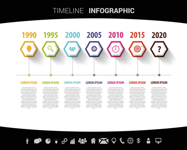 Tijdlijn infographic ontwerpsjabloon. Vectorillustratie — Stockvector