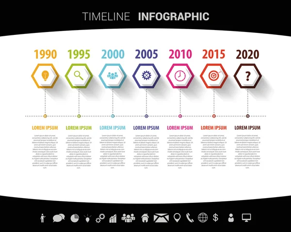 Plantilla de diseño infográfico de línea de tiempo. Ilustración vectorial — Archivo Imágenes Vectoriales