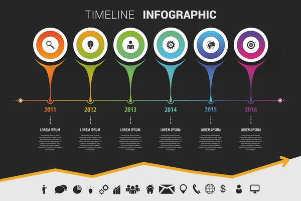 Chronologie infographie design moderne. Vecteur avec icônes — Image vectorielle