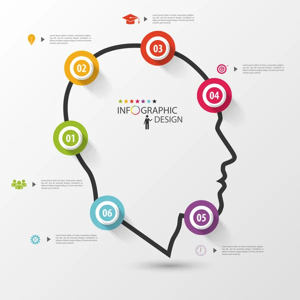 Infographics brain vector design template — Stock Vector