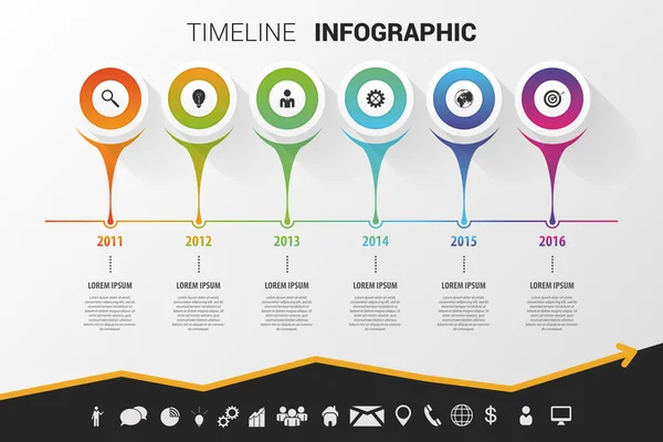 Zaman çizelgesi Infographic modern tasarım. Vektör simgeleri ile