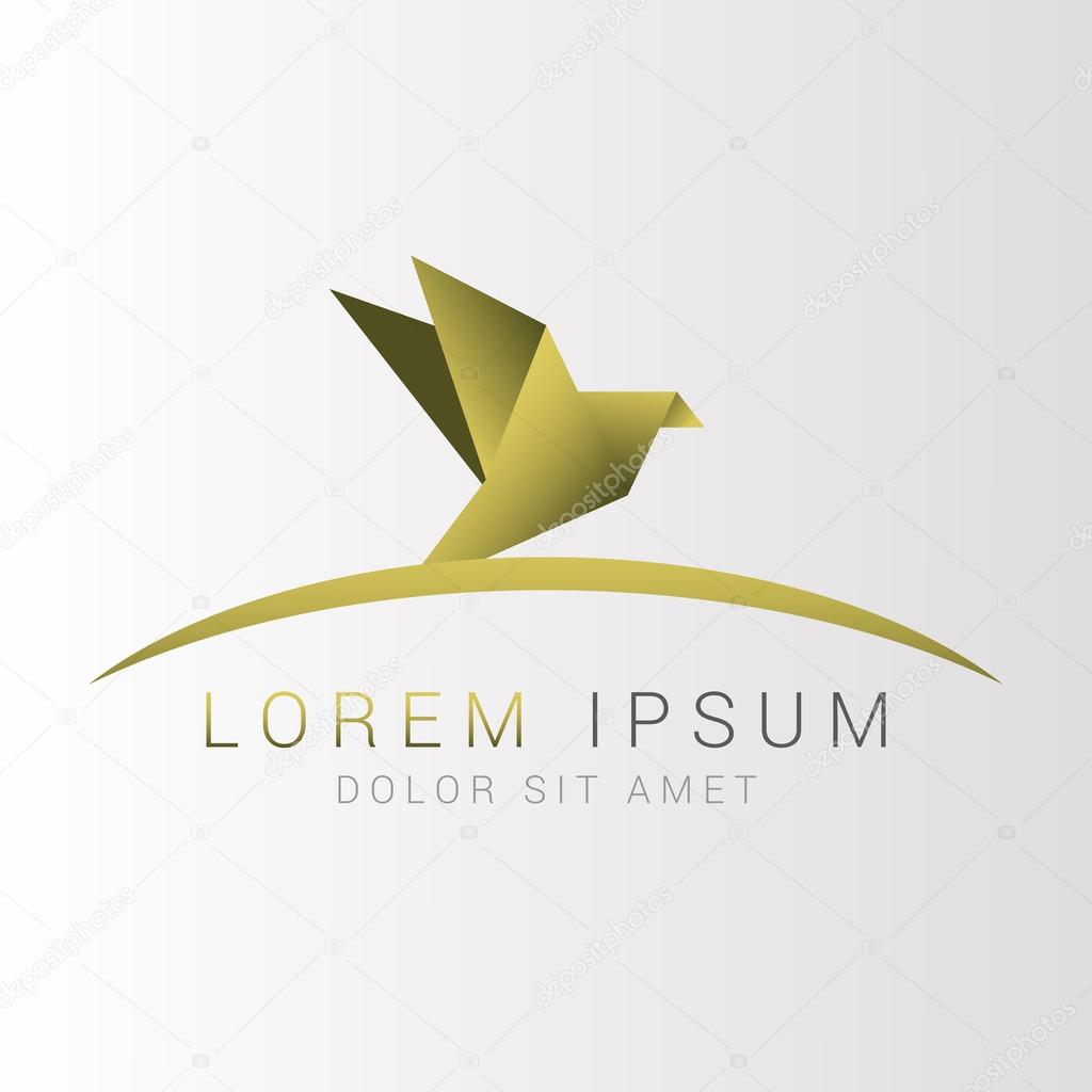 Origami bird logo. Abstract. Vector illustration.