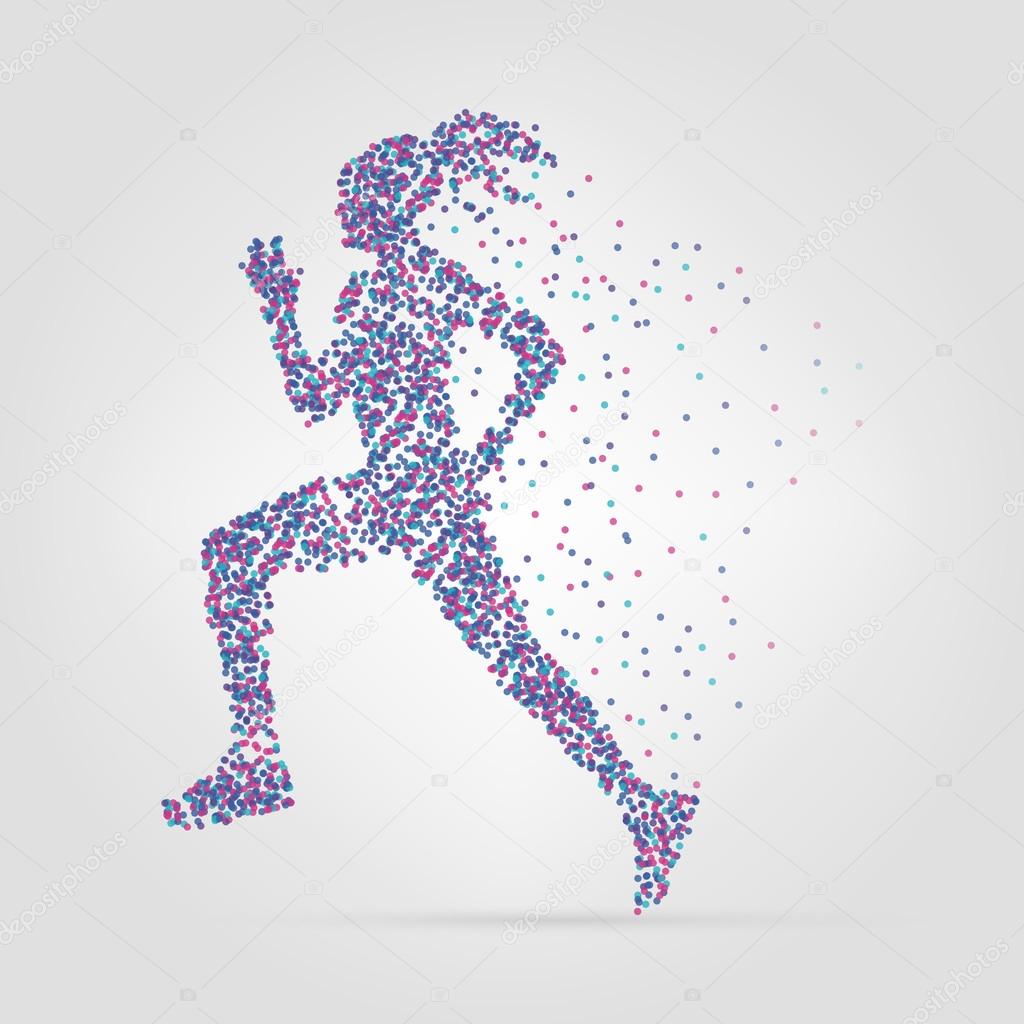Running girl from circles. Vector illustration. Modern