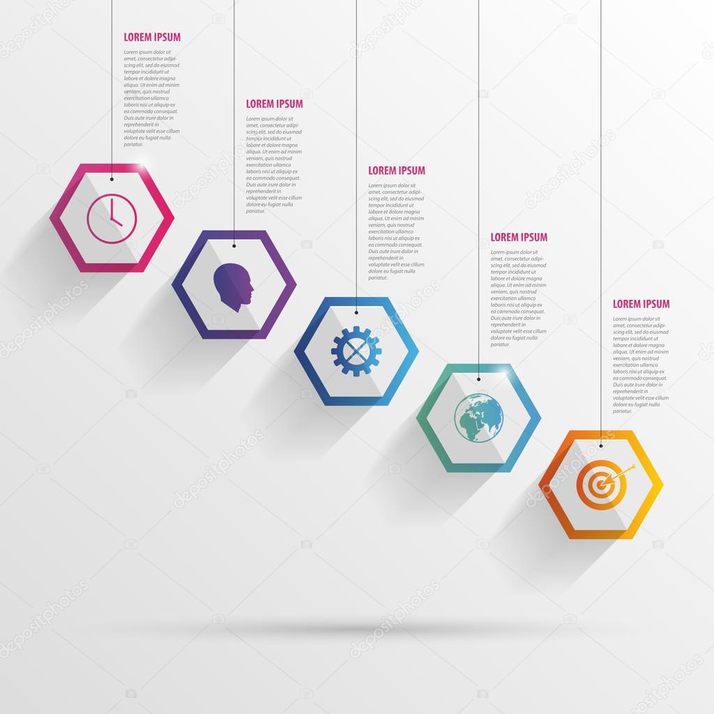 Infographic with hexagons on the grey background