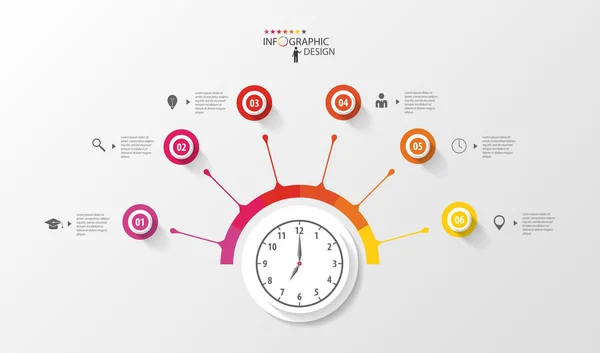 Cercle infographique avec horloge. Modèle de plan d'affaires. Vecteur — Image vectorielle