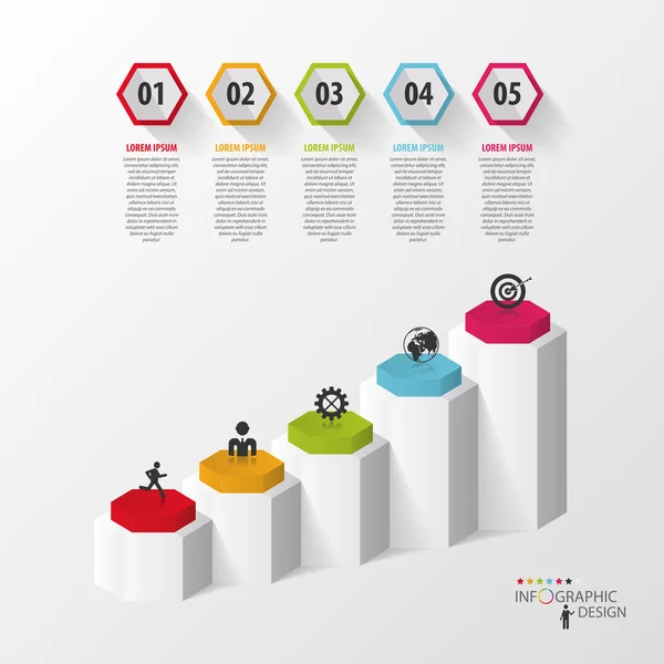 Plantilla de negocio de infografía. Hexagones en 3d. Vector — Vector de stock