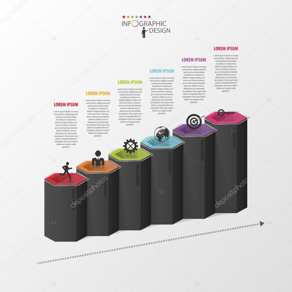 Infographic business template. Hexagons in 3d. Vector