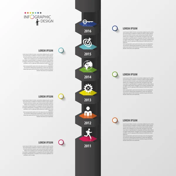 Infographic χρονοδιάγραμμα σχεδιασμού. Σύγχρονο πρότυπο. 3D Πύργος — Διανυσματικό Αρχείο