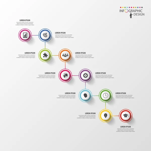 De moderne zakenwereld trap stappen naar succes. Infographic — Stockvector