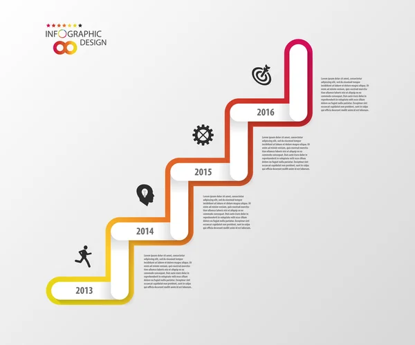 Escadaria de negócios modernos passos para opções de sucesso. Desenho infográfico — Vetor de Stock