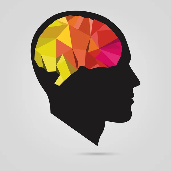 La silueta de la cabeza de un hombre con cerebro abstracto. Vector — Vector de stock
