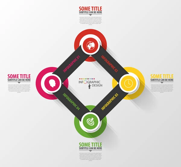 Templat infografis modern dengan 4 lingkaran . - Stok Vektor