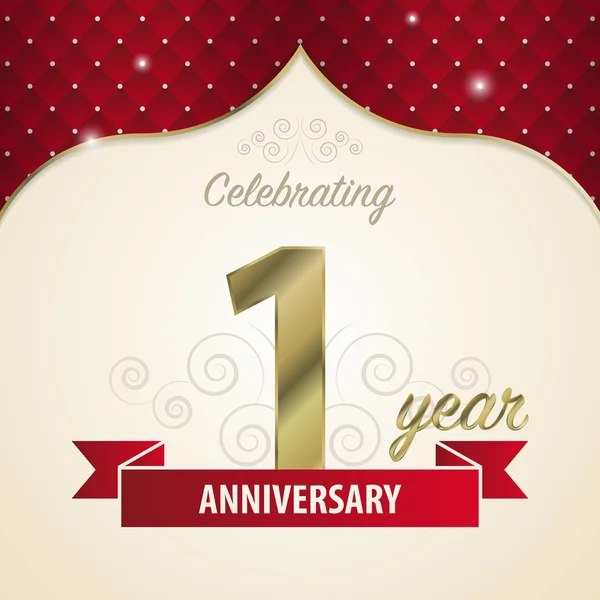 1 year anniversary celebration golden style. Vector — Stock Vector