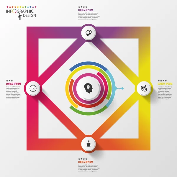 Infographic. Business concept. Colorful square with icons. Vector — Stockový vektor
