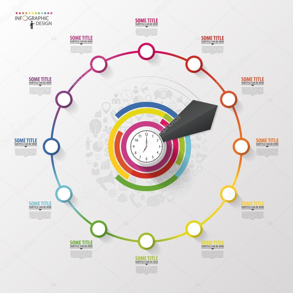 Infographic. Business concept. Colorful circle with icons. Vector