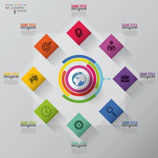 Abstract Infographic. Business concept. Colorful square with icons. Vector — Wektor stockowy