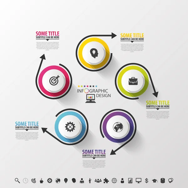 Círculos de diseño infográfico sobre fondo gris. Vector — Archivo Imágenes Vectoriales