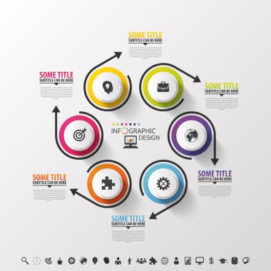 Infographic tasarım daireler gri arka plan üzerinde. Vektör