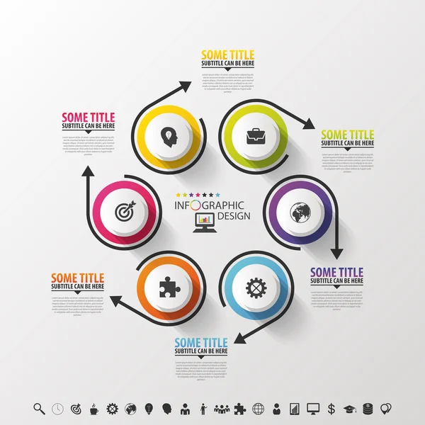 Infografica cerchi di design sullo sfondo grigio. Vettore — Vettoriale Stock