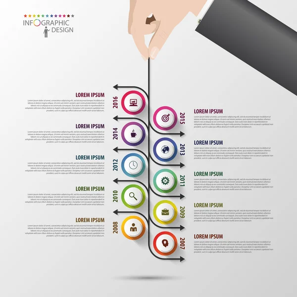 Moderne tijdlijn infographics ontwerpsjabloon. Vector — Stockvector