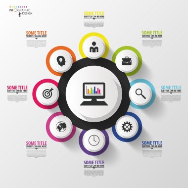 Soyut çember infografik tasarım şablonu. Vektör illüstrasyonu