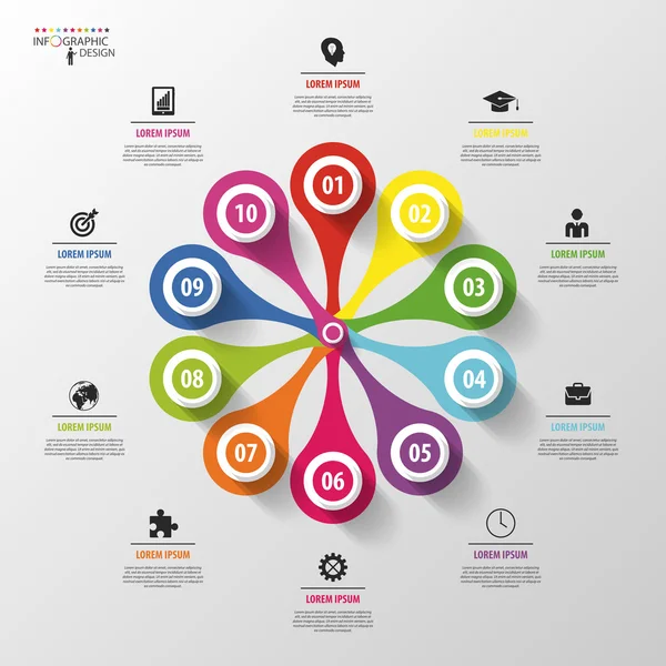 Design moderno. Infografica del fiore del cerchio vettoriale. Modello per il diagramma . — Vettoriale Stock